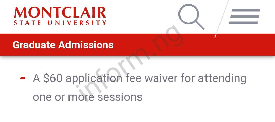 Montclair State University Application Fee Waiver 2024 [New]