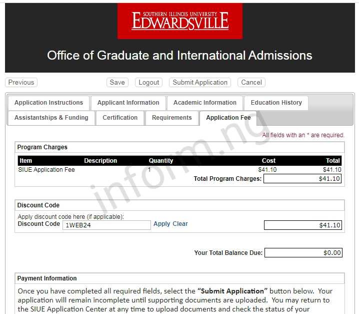 Southern Illinois University Edwardsville Application Waiver