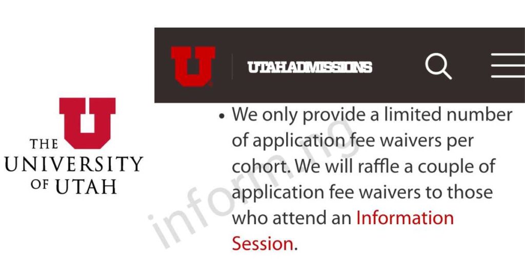You will only receive the The University of Utah application fee waiver 2024 when you attend the information session, which will be held online on Zoom.