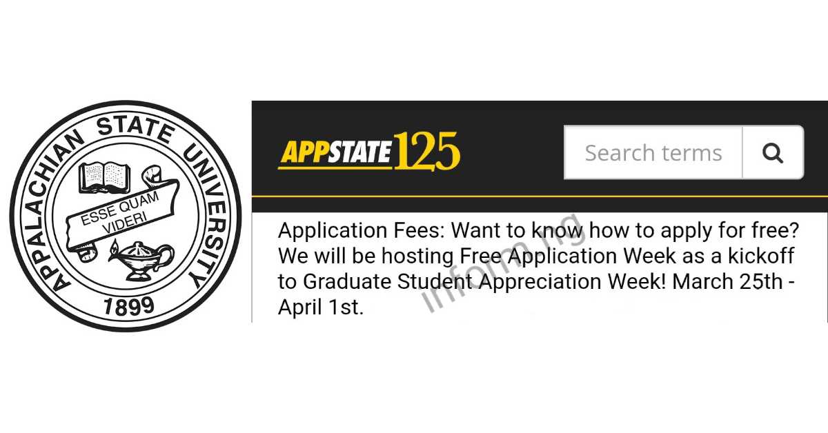 Appalachian State University will be hosting a free application week as a kickoff to their graduate student appreciation week. Apply during the period.