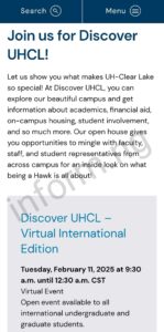 You will only receive the University of Houston application waiver 2025 when you attend any of the graduate information sessions.