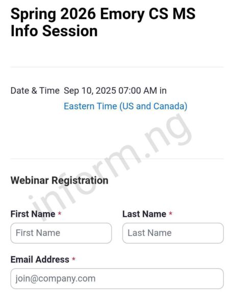 You will only receive the Emory University application fee waiver 2026 when you attend the virtual information session.