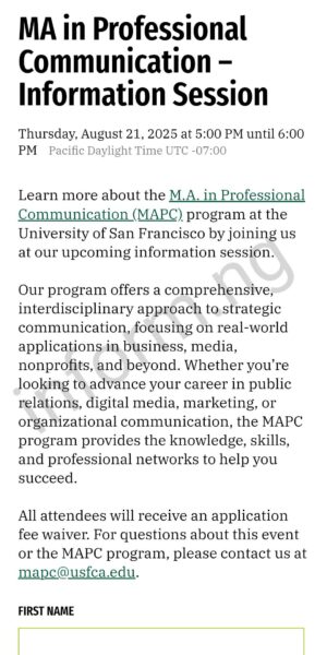 You will only receive the University of San Francisco application waiver 2026 when you attend the virtual information session.