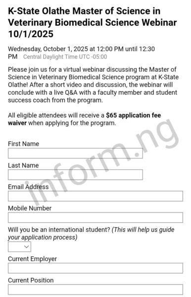 You will only receive the Kansas State University application waiver 2026 when you attend the webinars in October and November 2025.