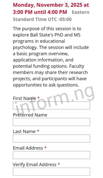 You will only receive the Ball State University application waiver 2026 when you attend any graduate webinar, virtual open house or information session.