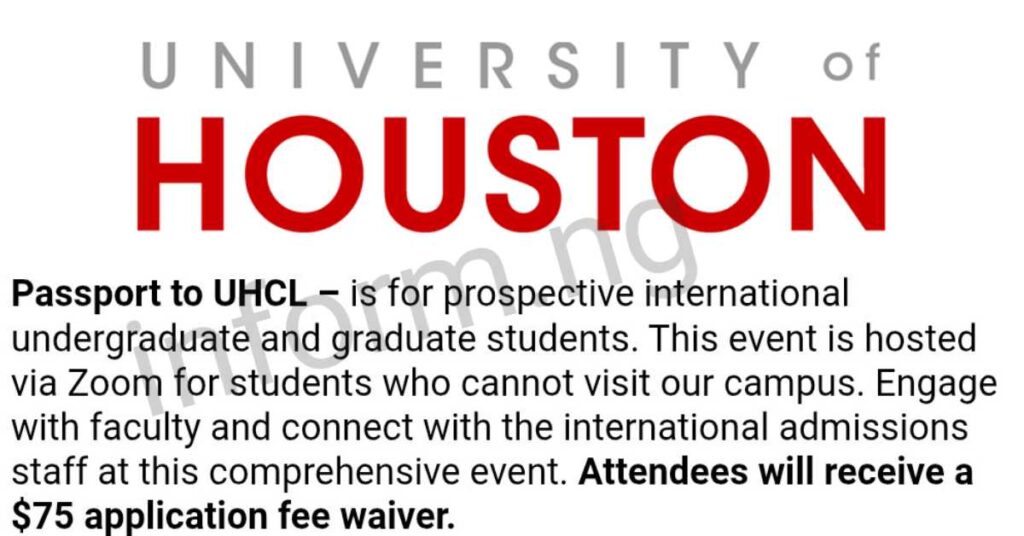 You will only receive the University of Houston-Clear Lake University application waiver 2026 when you attend the Passport to UHCL Virtual Event